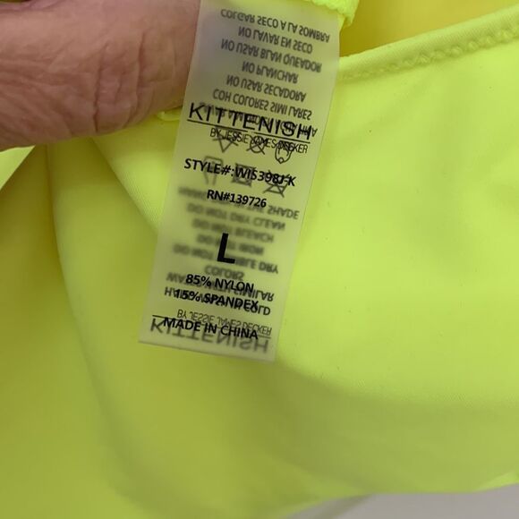 Kittenish size large neon yellow one piece swimsuit - Picture 4 of 7